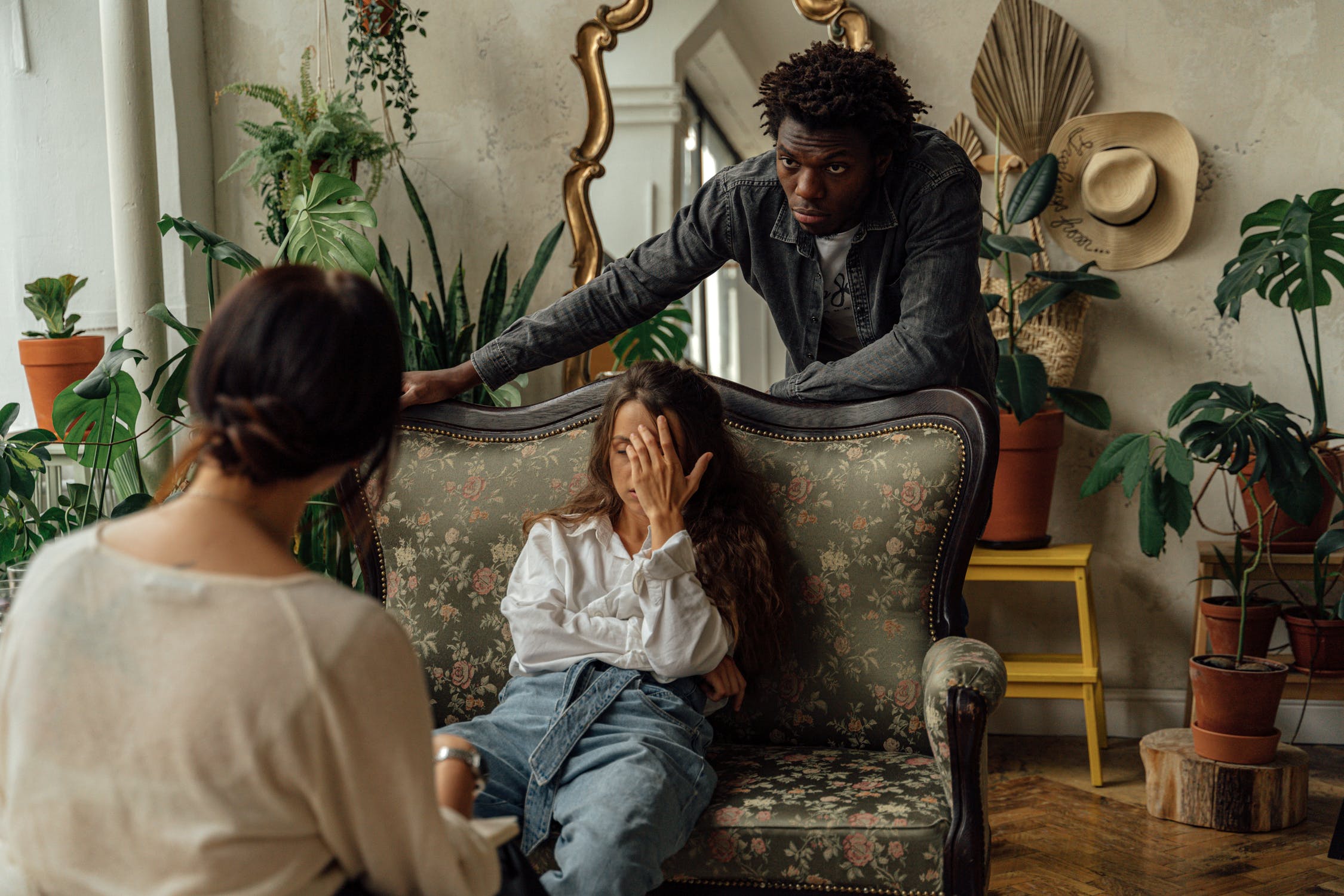 Couple speaking to a consultant